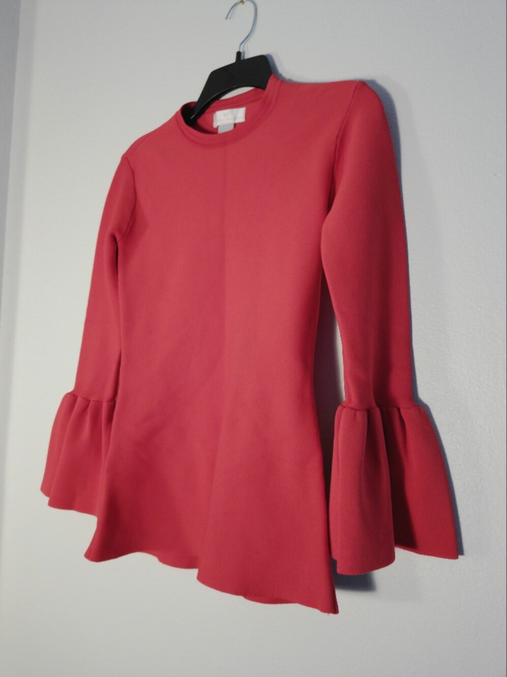 Rachel Parcell Coral Red Bell-Sleeve Peplum Tunic